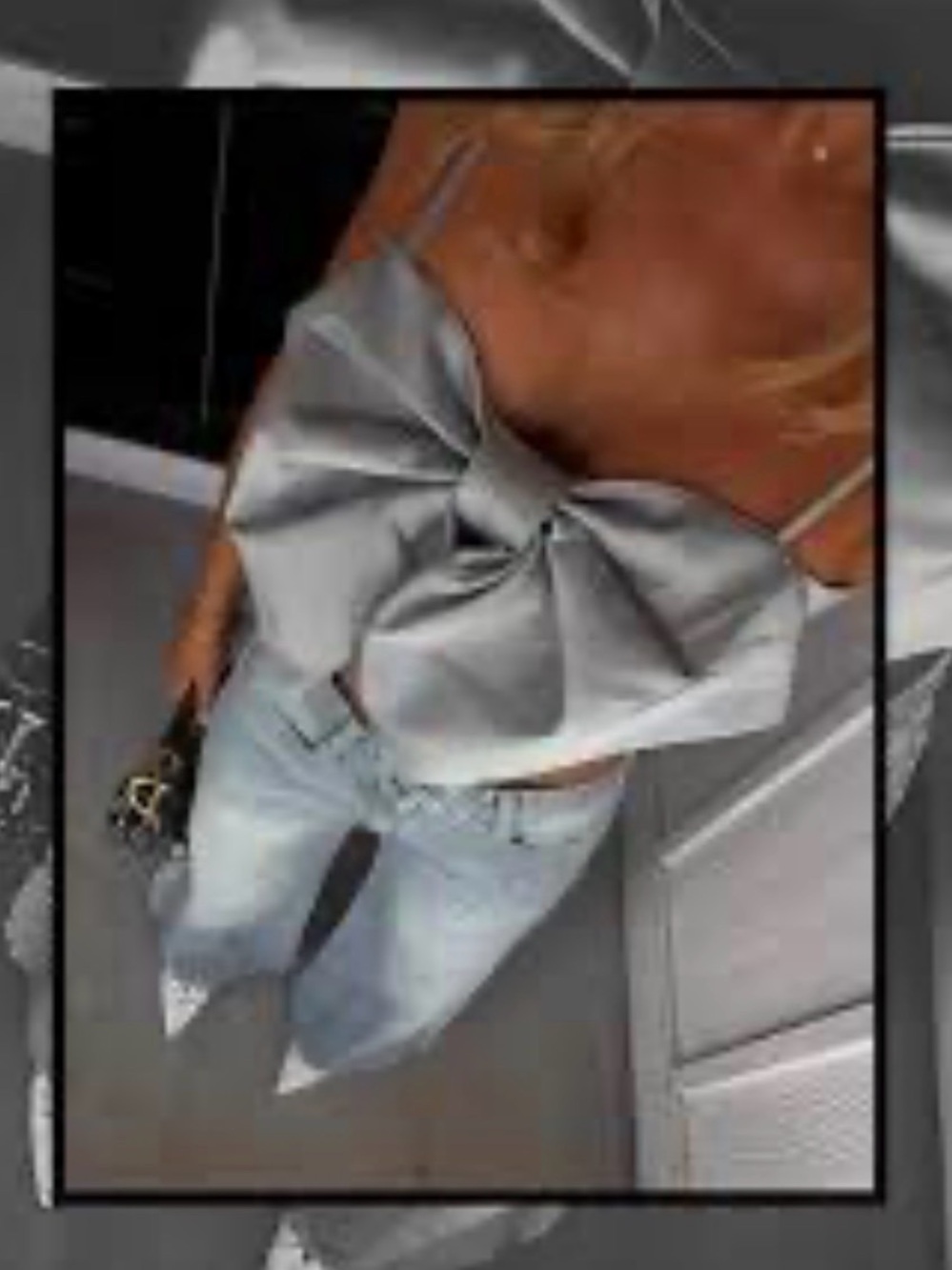 Zara Light Blue Satin Bow Crop Camisole